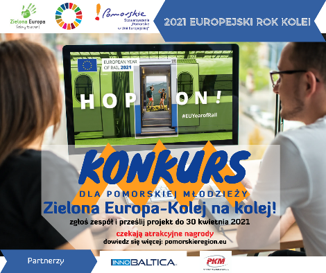 Plakat konkursu Zielona Europa - kolej na kolej